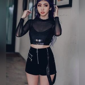 Lychee The Label Affogato Velvet Strap Shorts